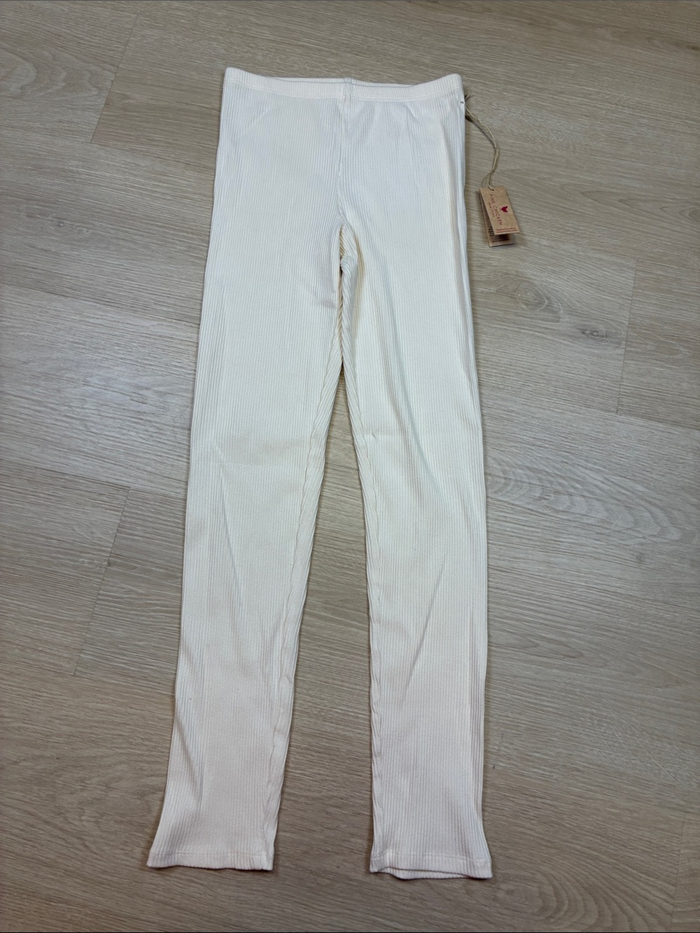 NEW Pink Chicken Organic Rib Leggings antique white